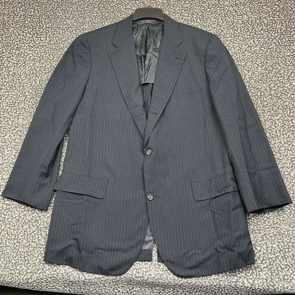 Vintage Brooks Brothers Suit Jacket Blazer Men Pinstripe Wool Blend Two Button